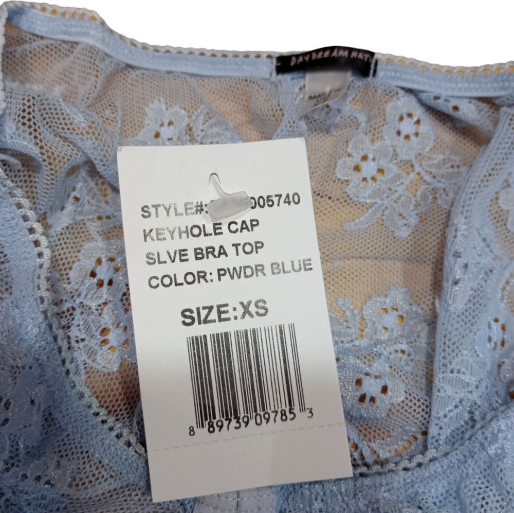 NWT Daydream Nation Sheer Lace Keyhole Bra Top Lingerie Powder blue - Picture 6 of 7